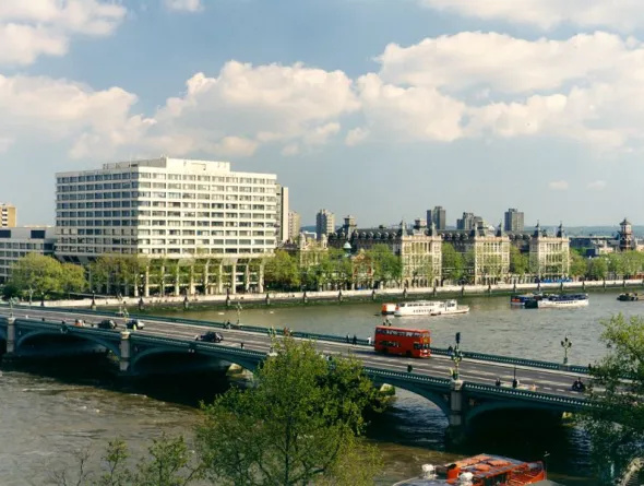 A view of the St Thomas' Hospital site looking across Westminster Bridge
