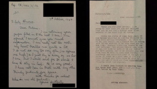 Images of 2 letters from 1948, one from a patient on the left and one from a member of staff on the right