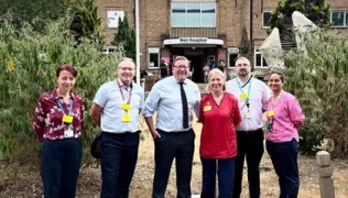 Members of the catering team pictured with Tim Radcliffe, food programme manager for NHS England
