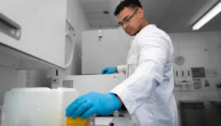 Sample coordinator Trevor at the Royal Brompton Hospital biobank 