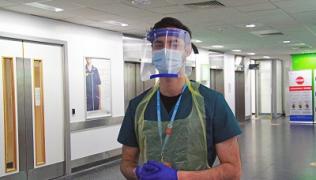 Doctor wearing 3D printed face shield