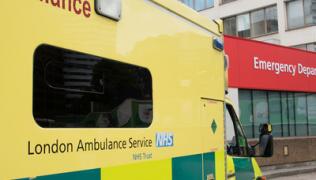 Ambulance outside the emergency department at St Thomas' Hospital