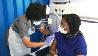 Equalities Minister Kemi Badenoch taking part in COVID-19 vaccine trial