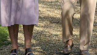 Elderly couple's legs