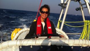 Hannah Coles at the helm