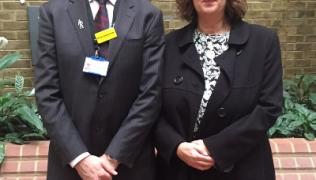 Surgeon Mr Ben Challacombe and patient Jacqueline Nelson