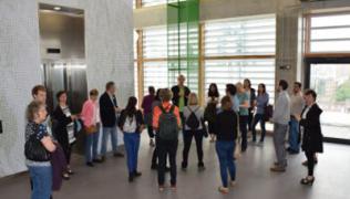 : Architect Ivan Harbour, who designed the new Cancer Centre at Guy’s, leads a tour during Open House London.