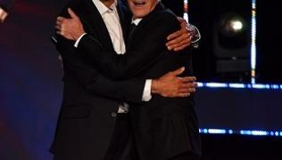 Professor Simon Redwood and Paul O'Grady hugging
