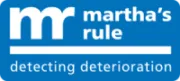 Martha's Rule logo of white text on a blue background