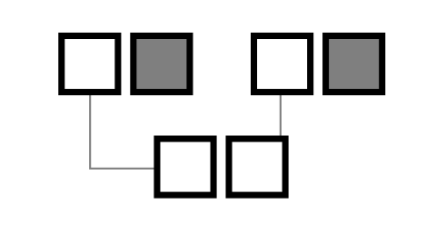 Diagram showing combination of parents non-XP gene and XP gene resulting in a child who does not have XP and is not a carrier
