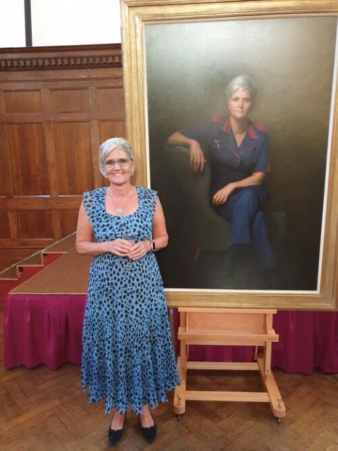 Dame Eileen Sills with portrait
