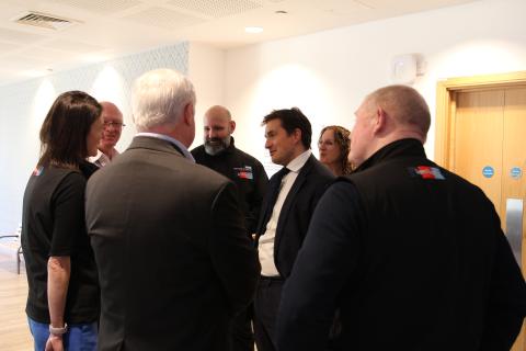 Johnny Mercer talking to members of the Trust’s Armed Forces Network 