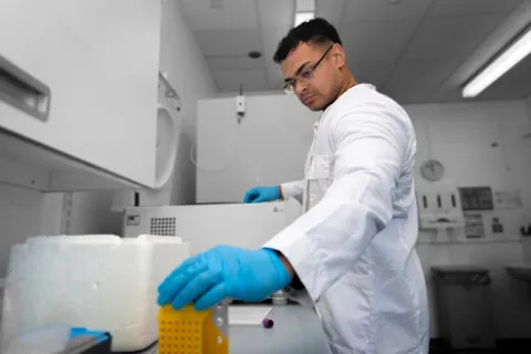 Sample coordinator Trevor at the Royal Brompton Hospital biobank 