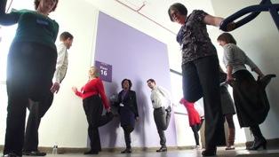 Staff preparing for the weekly 'walk the stairs' club at Guy's Tower