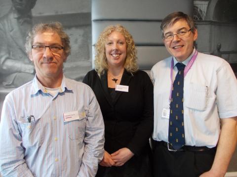 Howard David (left), Danielle Fullwood (Step Into Health regional lead) and data centre manager Gary Edwards spoke at the information day