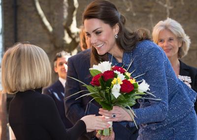 Her Royal Highness received a posy of flowers from Isabelle Randall, aged eight.