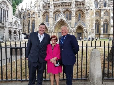 Bill Simmons and Louisa Batista with Ian Abbs at Westminster Abbey