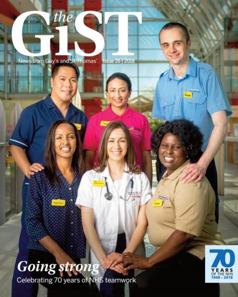 Group of six staff members. The GiST magazine cover, issue 26