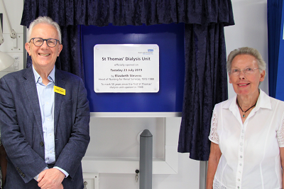 Sir Hugh Taylor with Elizabeth Sevens at opening of new dialysis centre