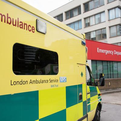 Ambulance outside the emergency department at St Thomas' Hospital