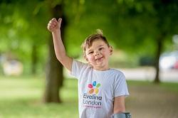 Five-year-old Tony Hudgell celebrates raising more than £1 million