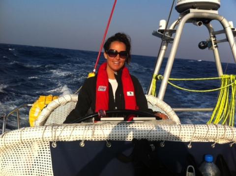 Hannah Coles at the helm